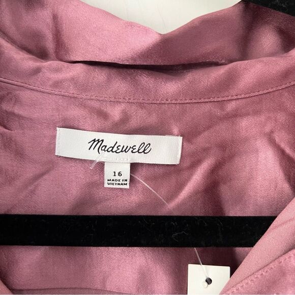 NWT Madewell Darted Button Up Long Sleeve Shirt in Satin - Picture 6 of 8